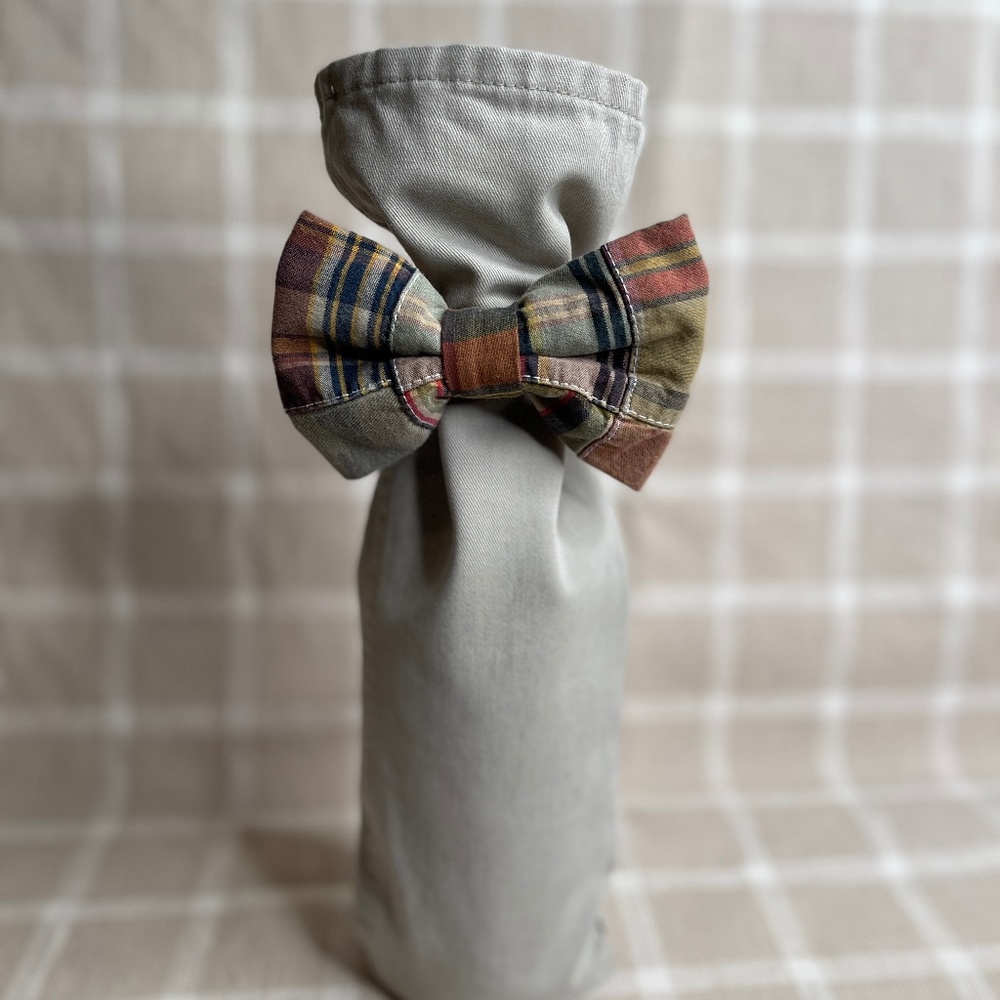 Handcrafted Wine or Liquor Bottle Gift Bag Made From Jeans and Tie